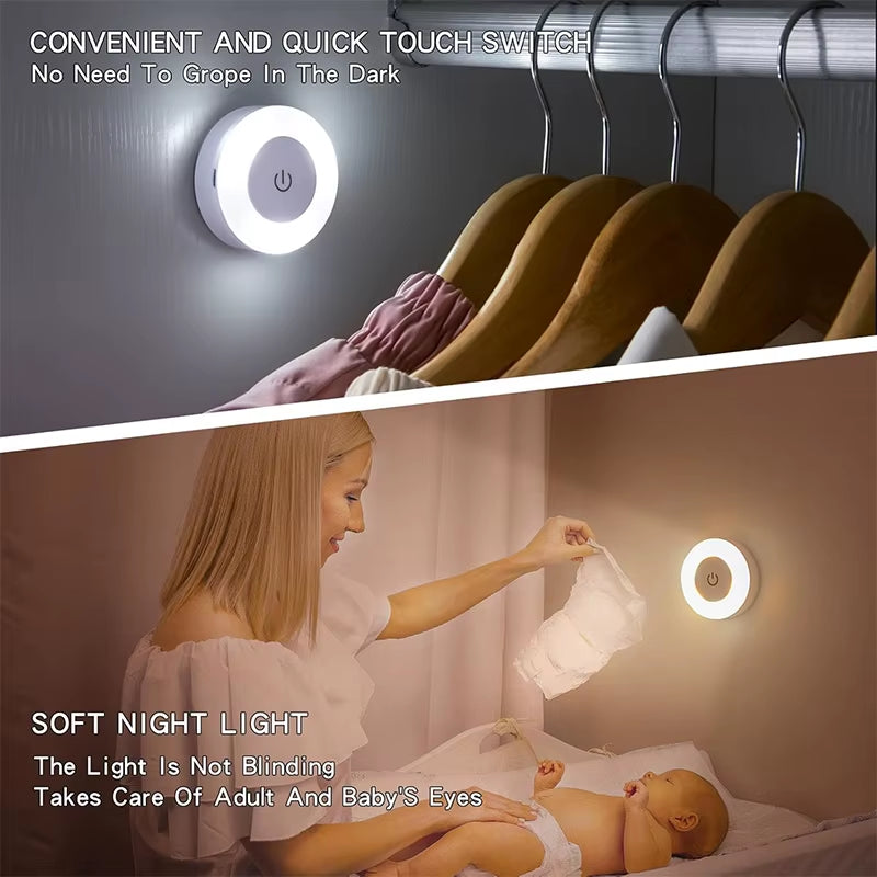 LED Touch Baby Night Light USB Wireless Rechargeable Dimmable Portable Mini Nursery Lamp Bedside